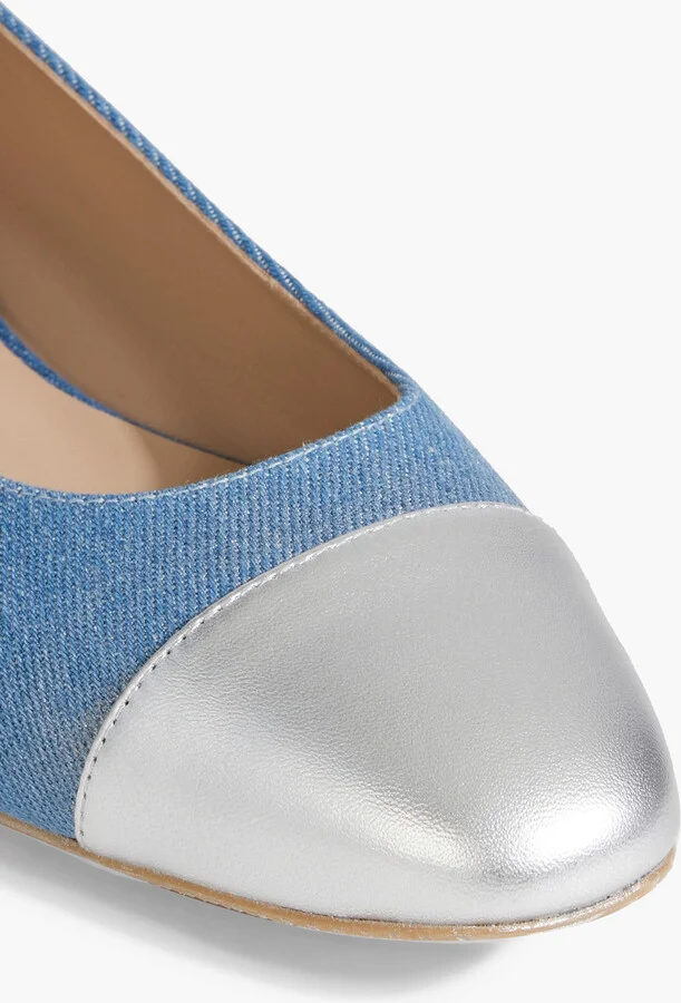 Pearl embellished denim flats - Image 4