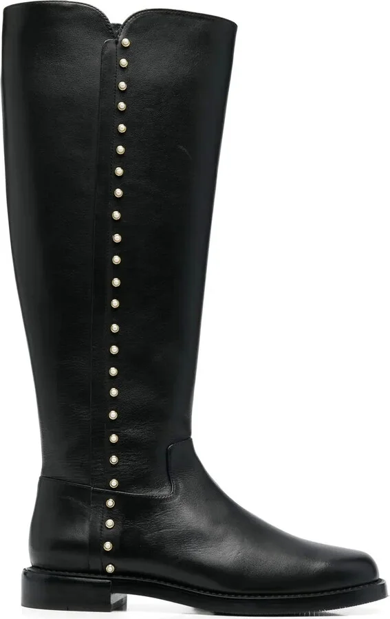 Pearl-Embellished Detail Boots