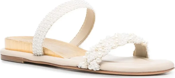 Pearl-Embellished Flat Sandals - Image 2