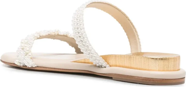 Pearl-Embellished Flat Sandals - Image 3