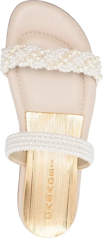 Pearl-Embellished Flat Sandals - Image 4