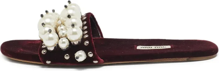 Pearl-Embellished Flat Slides