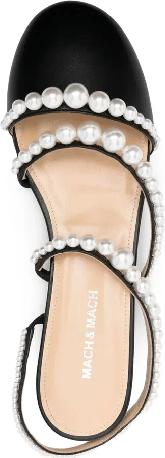 Pearl-Embellished Leather Ballerina Shoes - Image 4