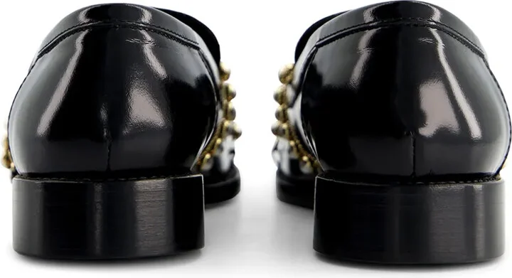 Pearl-Embellished Leather Loafers - Image 3