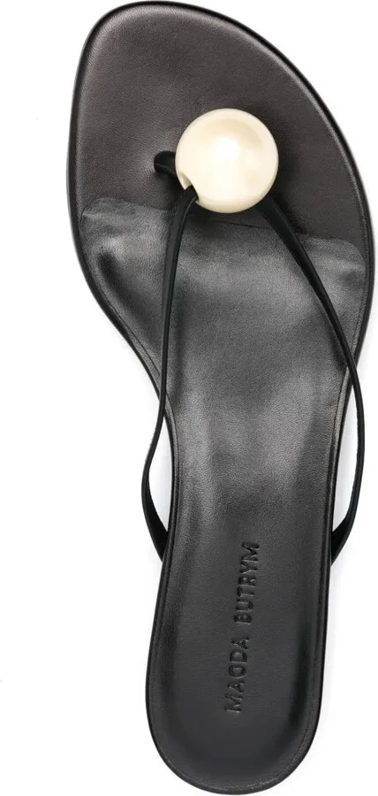 Pearl-Embellished Leather Sandals - Image 4