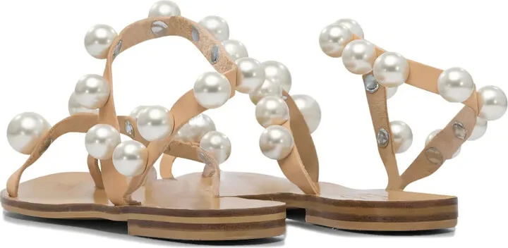 Pearl-Embellished Leather Sandals - Image 2