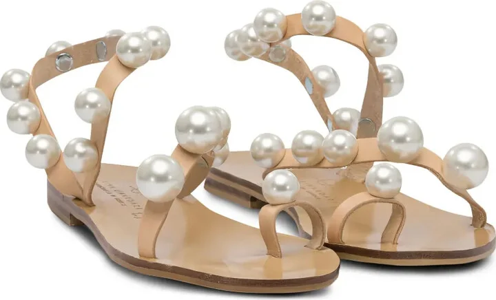 Pearl-Embellished Leather Sandals - Image 3