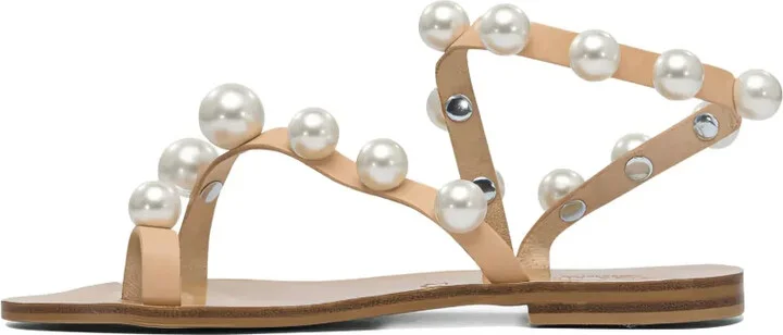 Pearl-Embellished Leather Sandals - Image 4