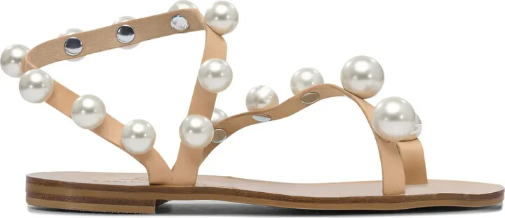 Pearl-Embellished Leather Sandals