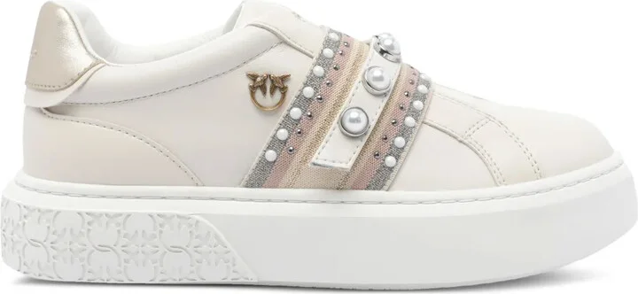 Pearl-Embellished Platform Sneakers