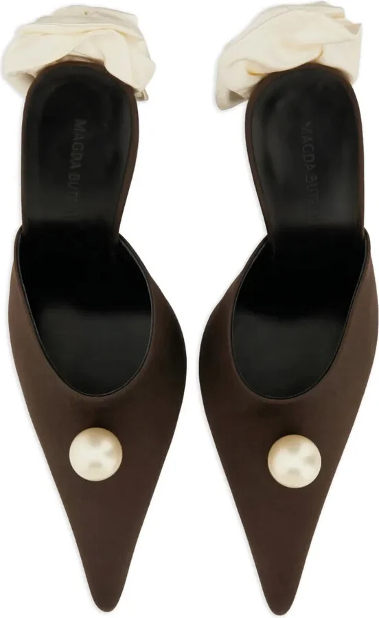 Pearl-Embellished Pointed-Toe Mules - Image 3