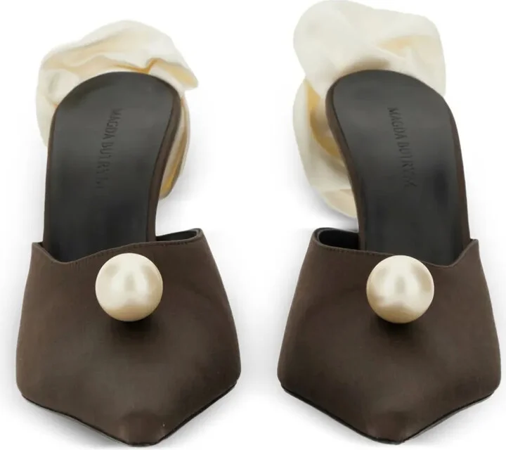 Pearl-Embellished Pointed-Toe Mules - Image 4