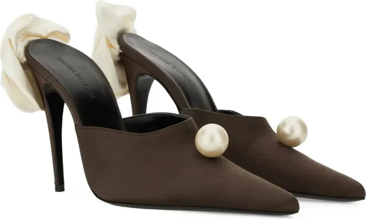 Pearl-Embellished Pointed-Toe Mules - Image 5