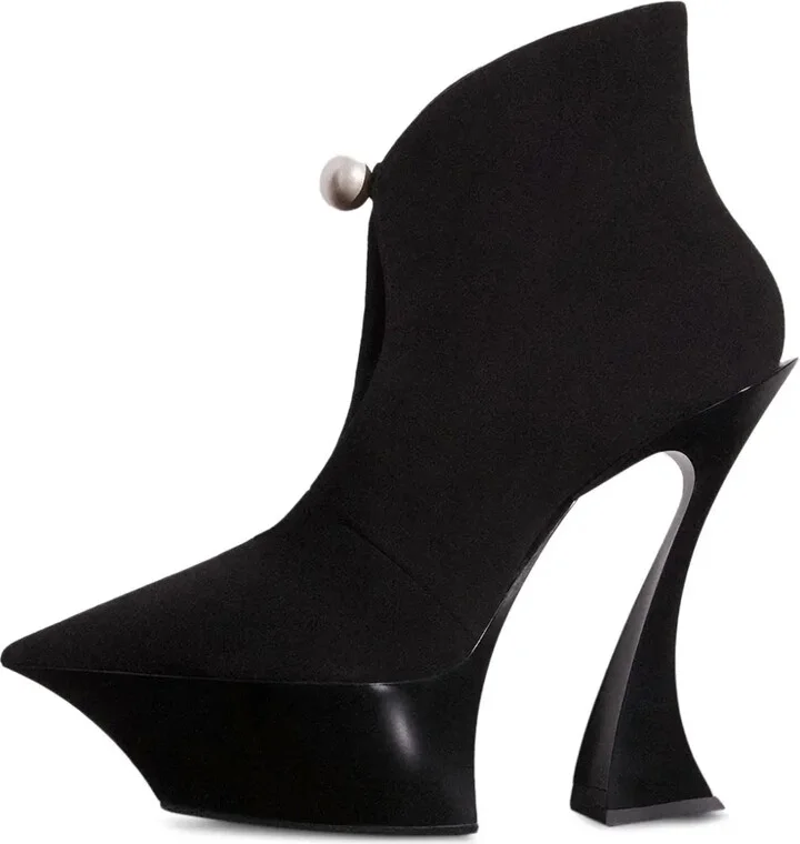 Pearl-Embellished Sculpted Heel Boots - Image 2