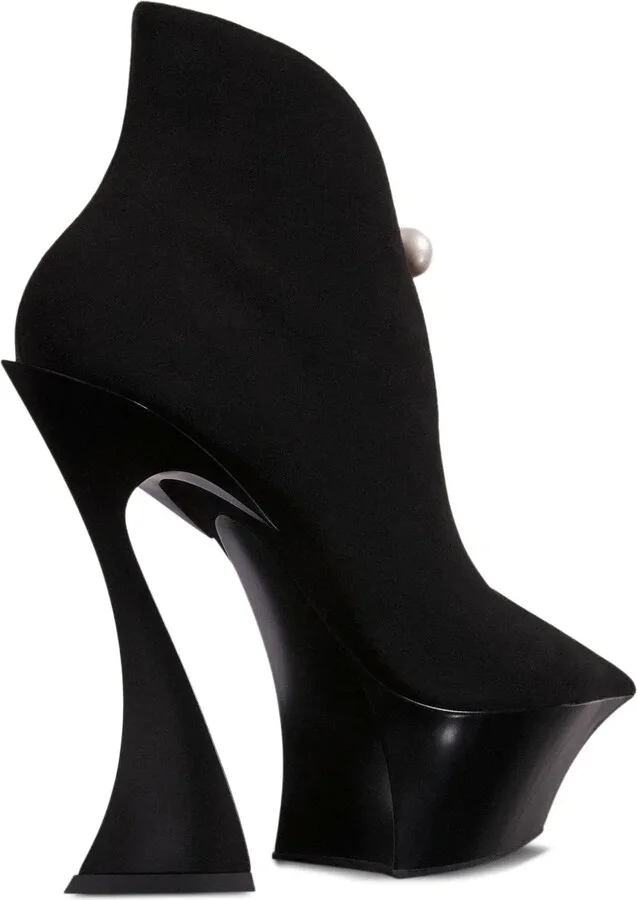 Pearl-Embellished Sculpted Heel Boots - Image 3