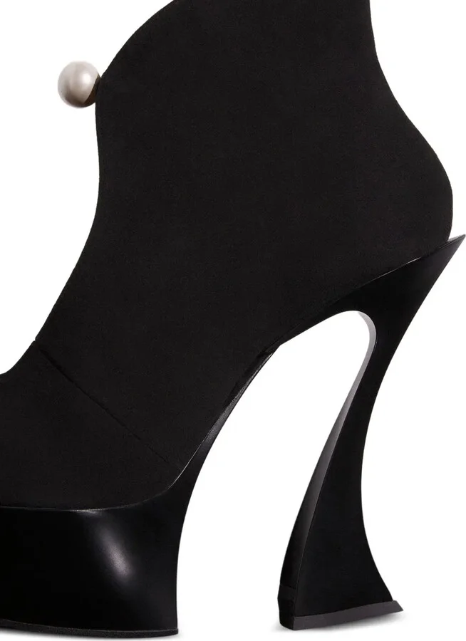 Pearl-Embellished Sculpted Heel Boots - Image 4