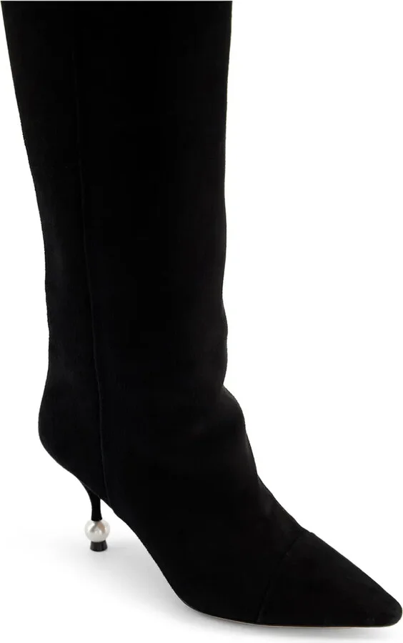 Pearl-Heel Suede Boots - Image 2