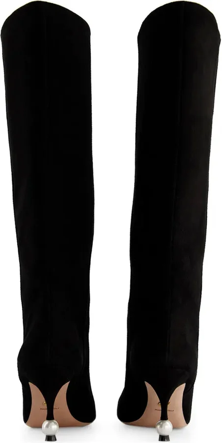 Pearl-Heel Suede Boots - Image 3
