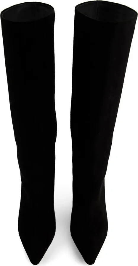 Pearl-Heel Suede Boots - Image 4