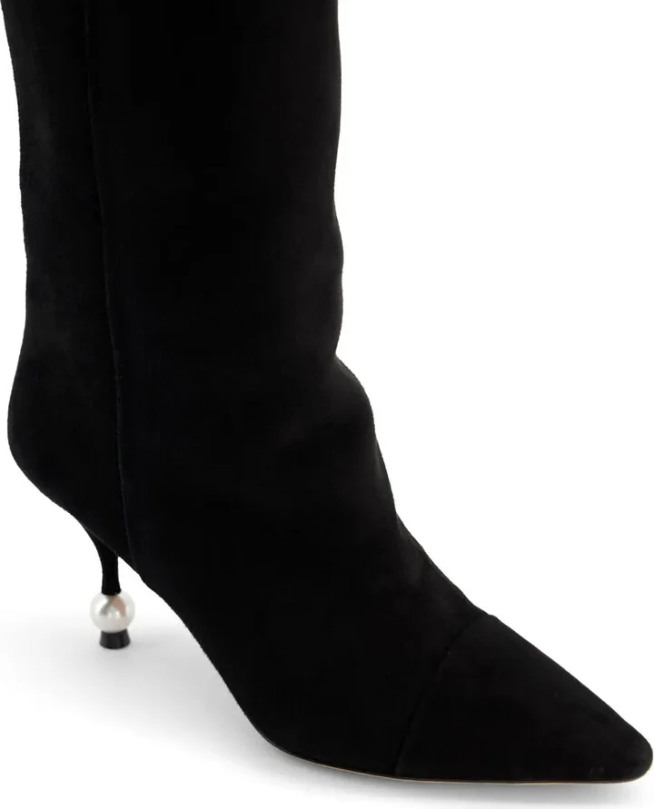 Pearl-Heel Suede Boots - Image 5