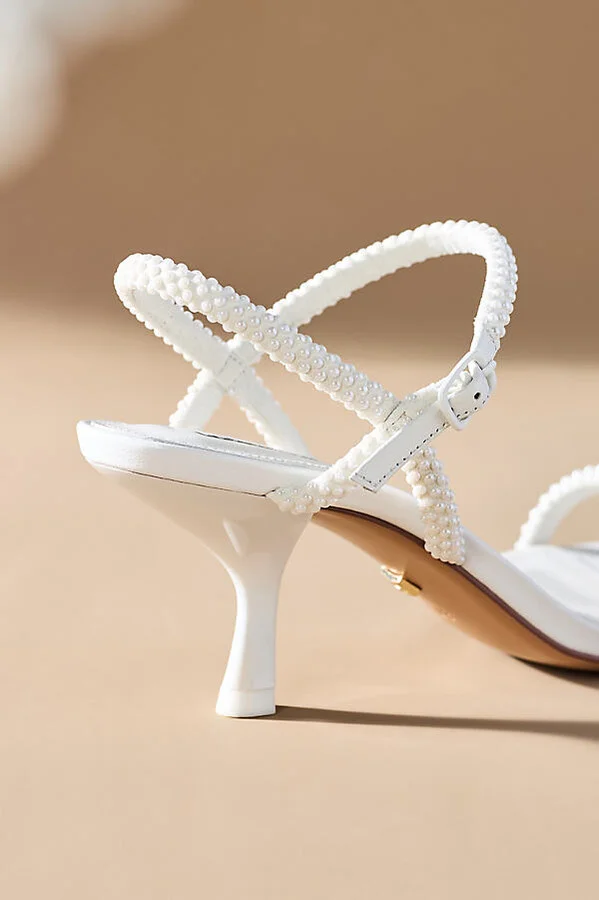 Pearl Strappy Kitten Heels - Image 3