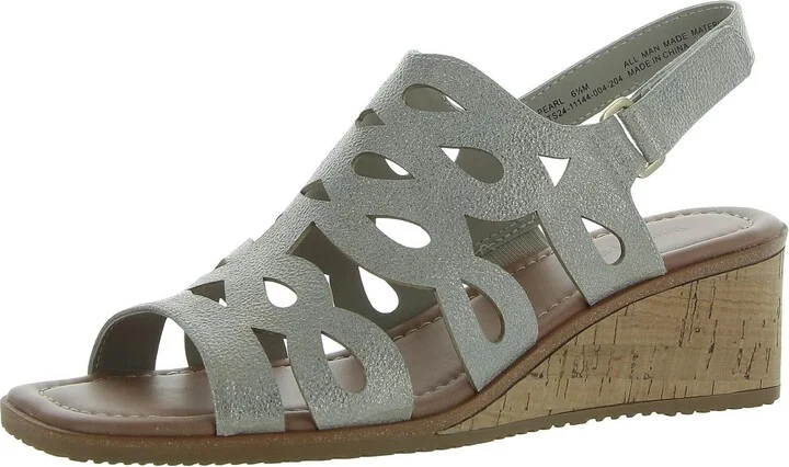 Pearl Womens Faux Leather Cushioned Footbed Ankle Strap