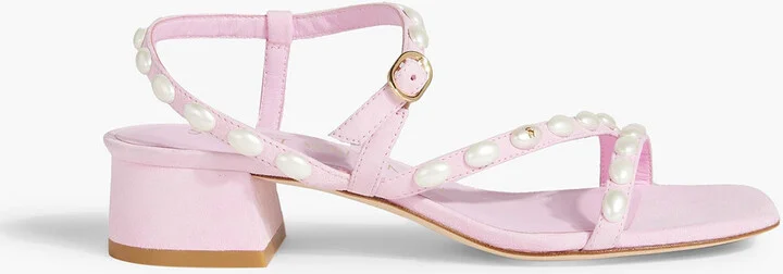 Pearlita 35 faux pearl-embellished suede sandals
