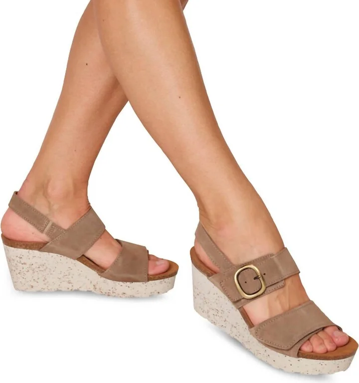 Peasant Wedge Sandal In Greige