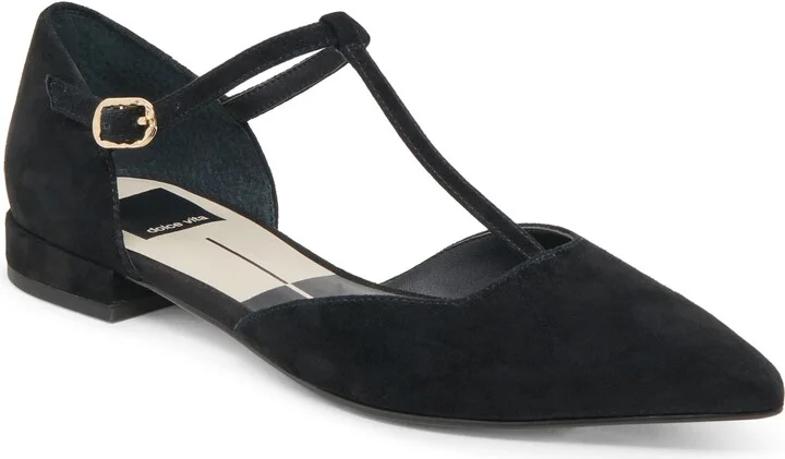 Peaty T-Strap Pointed Toe Flat