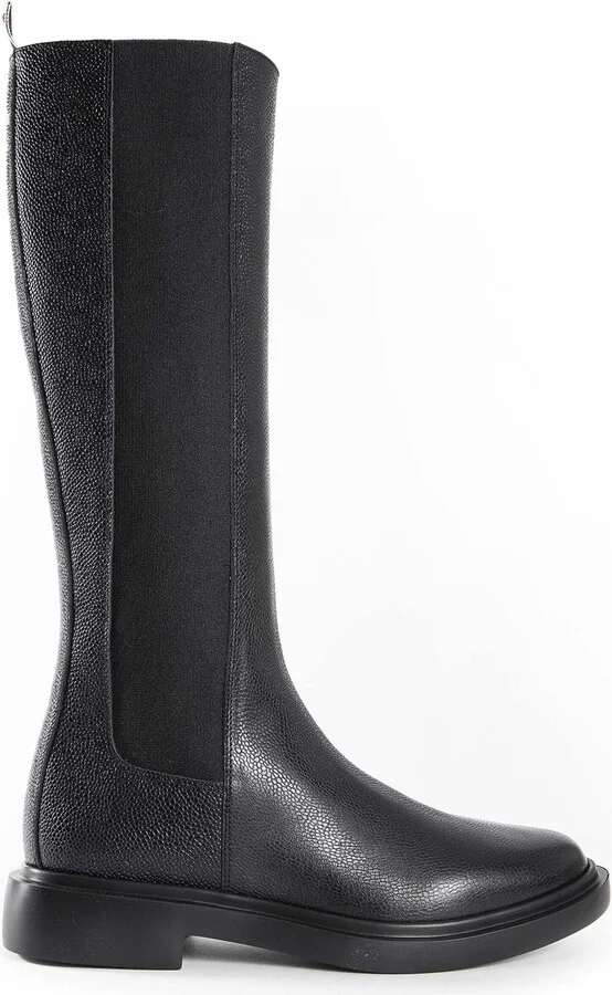 Pebble Grain 4-Bar Knee High Chelsea Boots