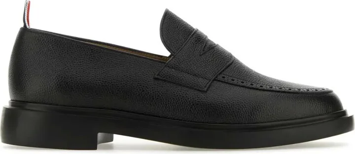 Pebble-Grain Penny Loafers
