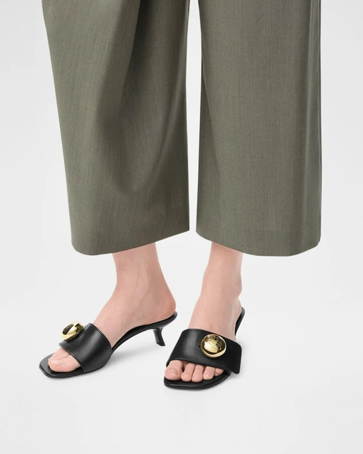 Pebble Leather Slide Sandals - Image 4