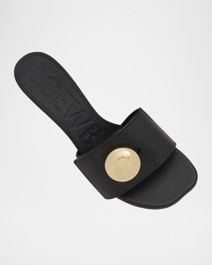 Pebble Leather Slide Sandals - Image 6