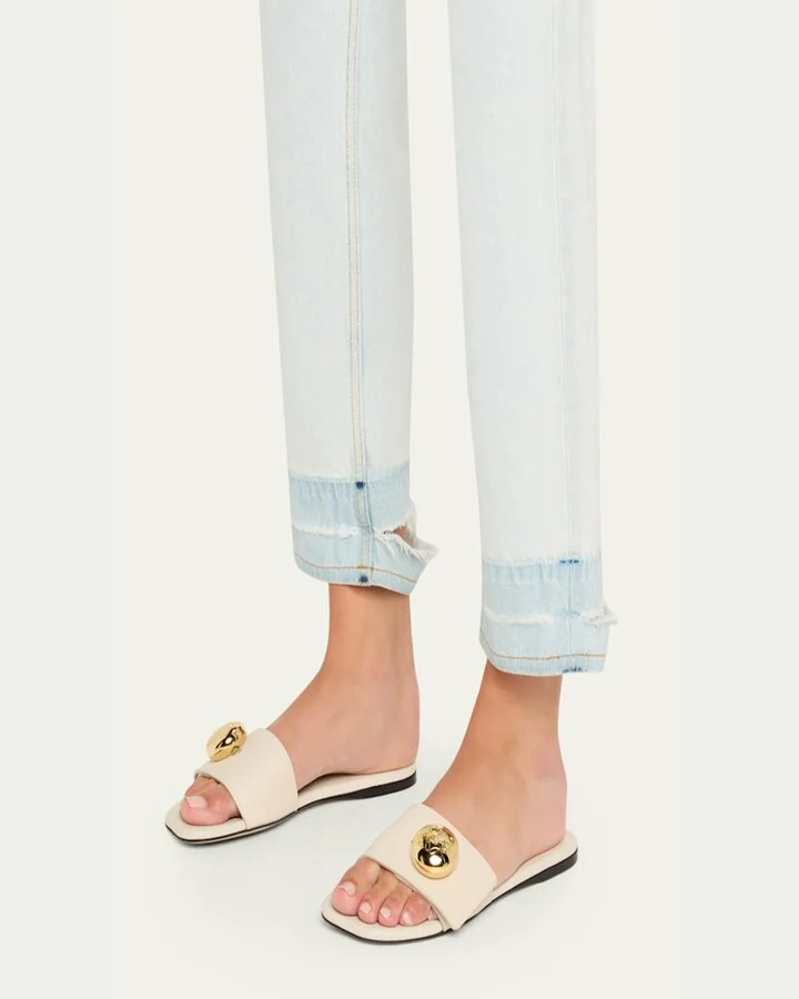Pebble Leather Slide Sandals - Image 2