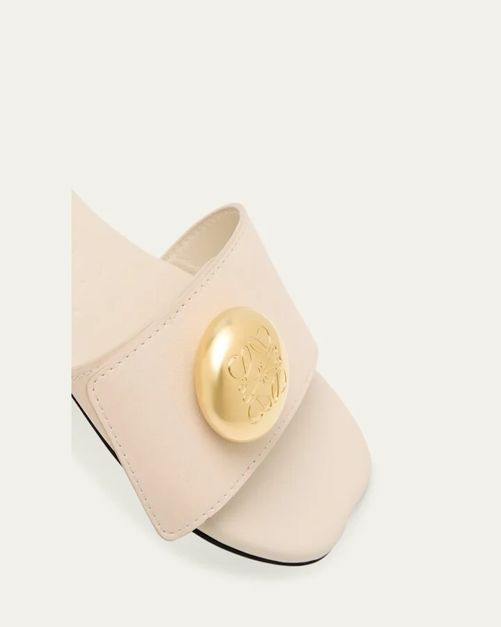 Pebble Leather Slide Sandals - Image 4
