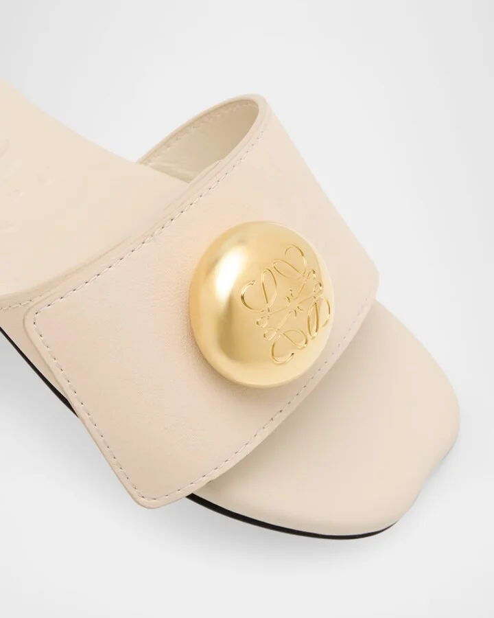 Pebble Leather Slide Sandals - Image 2