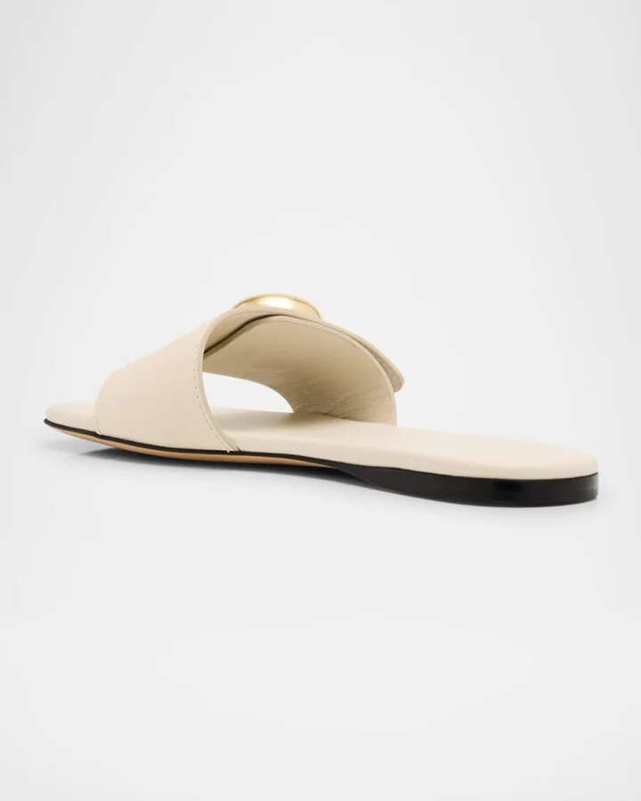 Pebble Leather Slide Sandals - Image 5