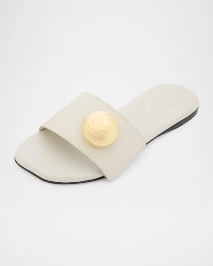 Pebble Leather Slide Sandals - Image 6
