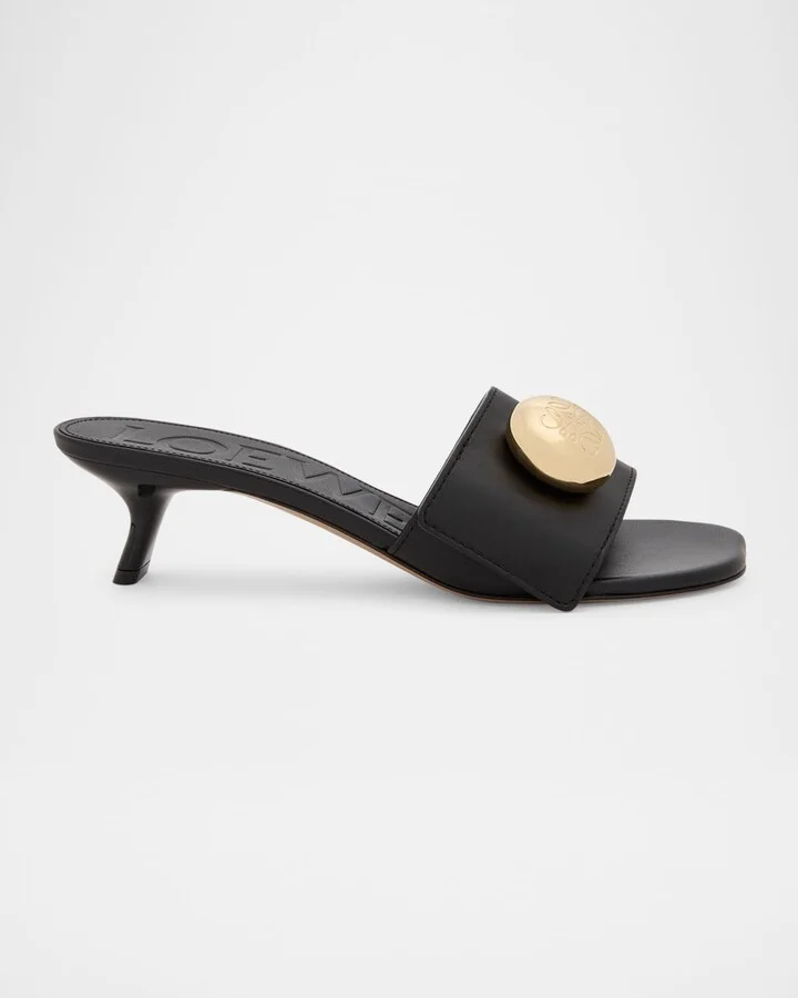 Pebble Leather Slide Sandals
