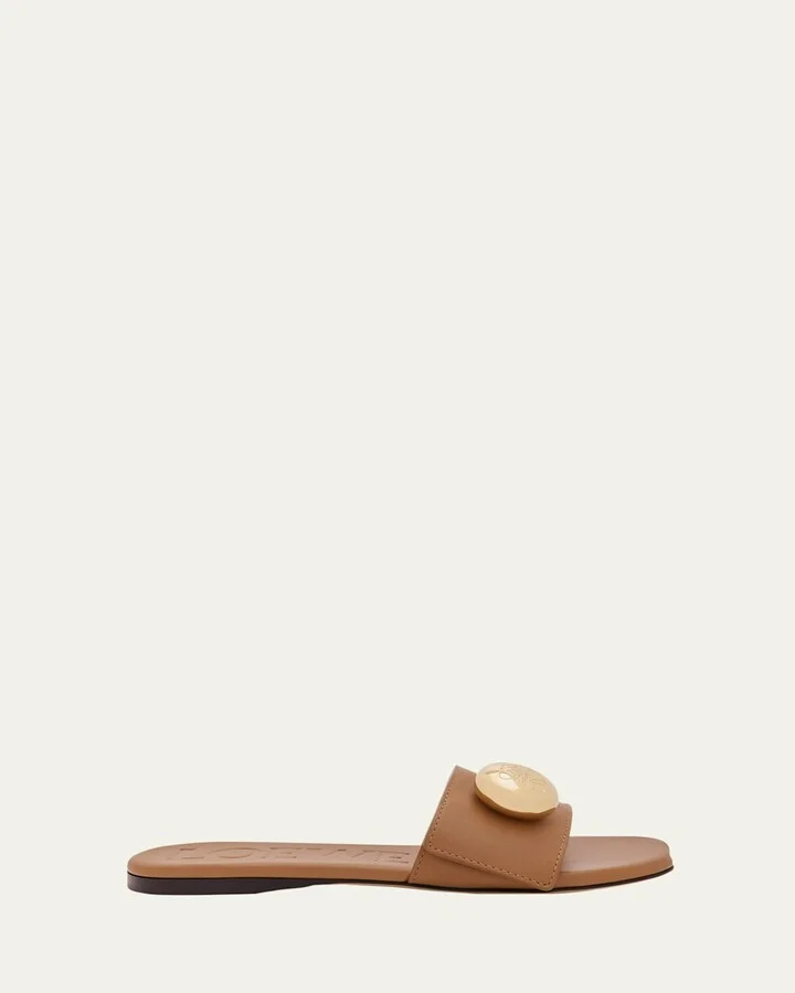 Pebble Leather Slide Sandals