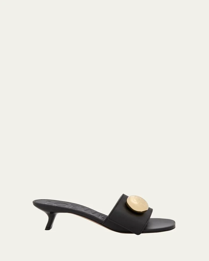 Pebble Leather Slide Sandals