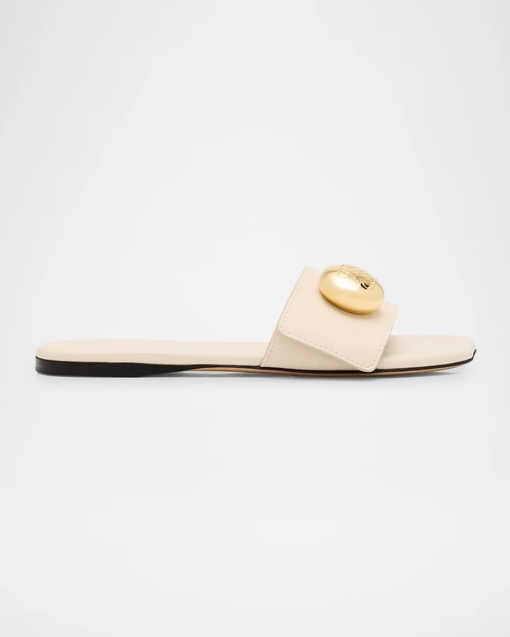 Pebble Leather Slide Sandals