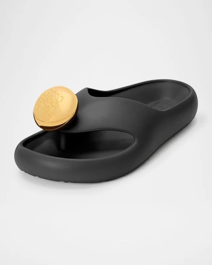 Pebble Patent Toe-Post Slide Sandals - Image 8