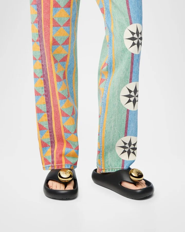 Pebble Patent Toe-Post Slide Sandals - Image 9