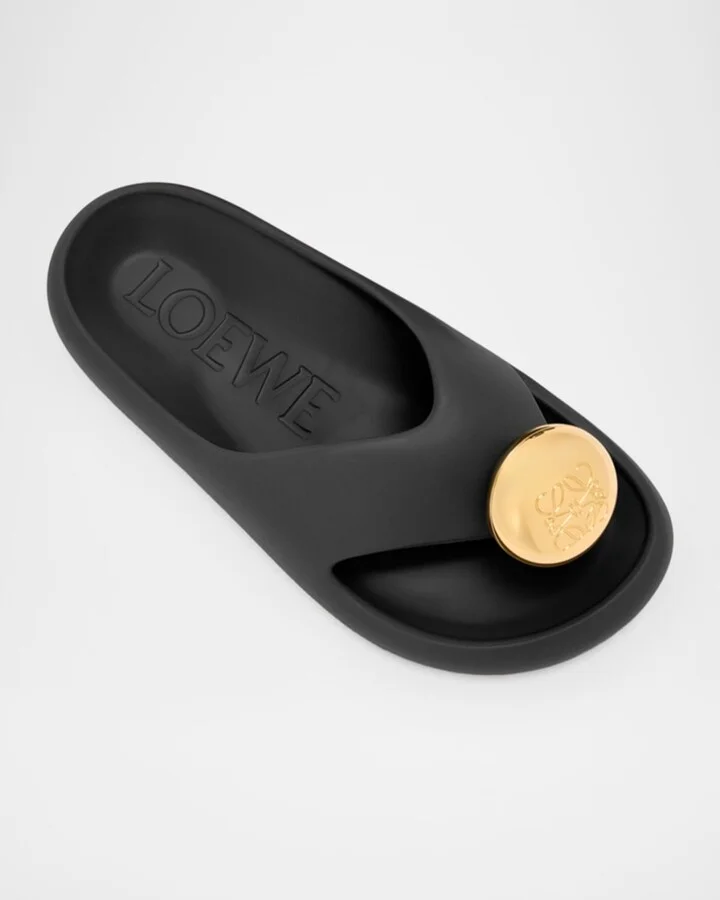 Pebble Patent Toe-Post Slide Sandals - Image 10