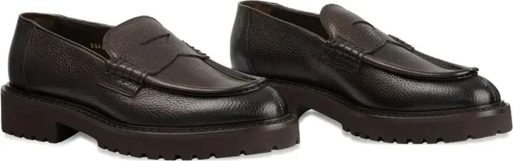 Pebble-Textured Penny-Slot Loafers - Image 2