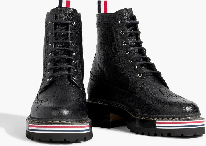 Pebbled-leather brogue boots - Image 2