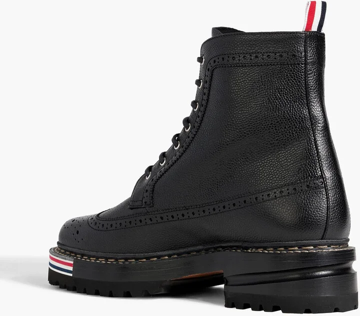 Pebbled-leather brogue boots - Image 3