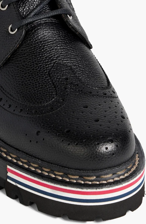 Pebbled-leather brogue boots - Image 4