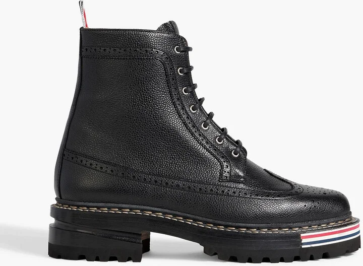 Pebbled-leather brogue boots